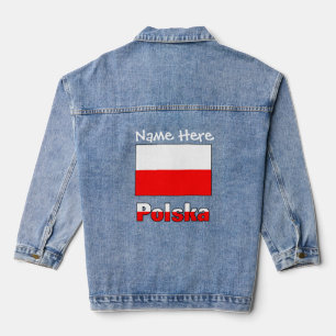 Polska und Polnische Flagge Weißer Personalisierun Jeansjacke