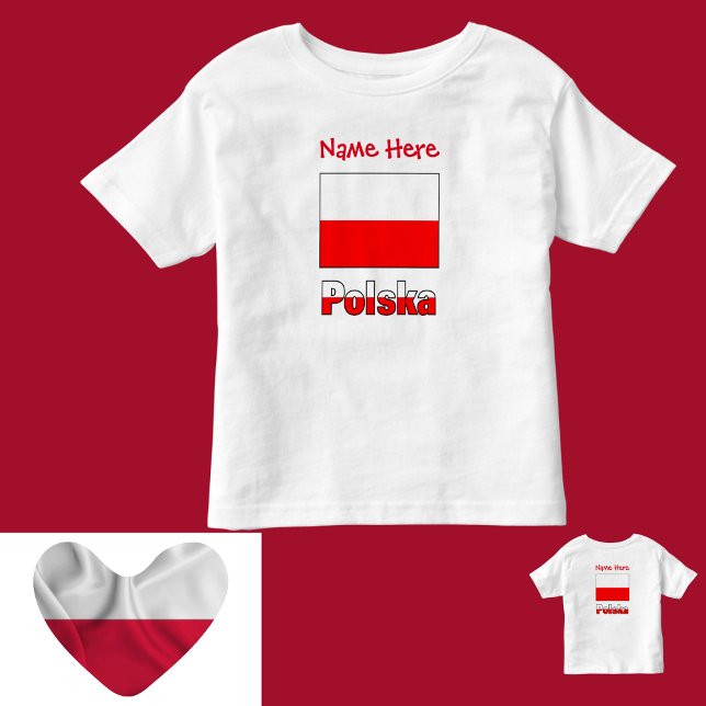 Polska und Polnischer Flaggen - Rote Personalisier Kleinkind T-shirt (Von Creator hochgeladen)