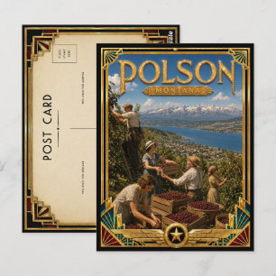 Polson Montana Vintage Art Deco Goldenes Zeitalter Postkarte