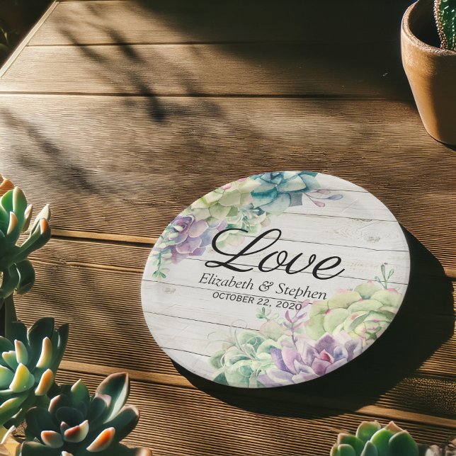 Polterabend Aquarellsukkulturen Rustikales Holz Pappteller (Von Creator hochgeladen)