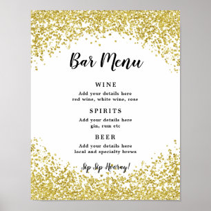 Polterabend Bar Menu Signieren Imitate Gold Glitze Poster