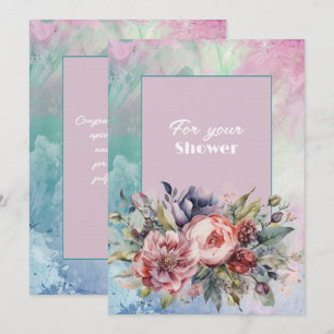 Polterabend Bouquet mit rosa, violetten Blumen Mitteilungskarte