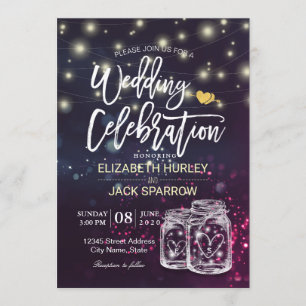 Polterabend Chic Mason Jar Lila String Lights Einladung
