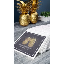 Polterabend Elegant Gold Ananas Paare Blau