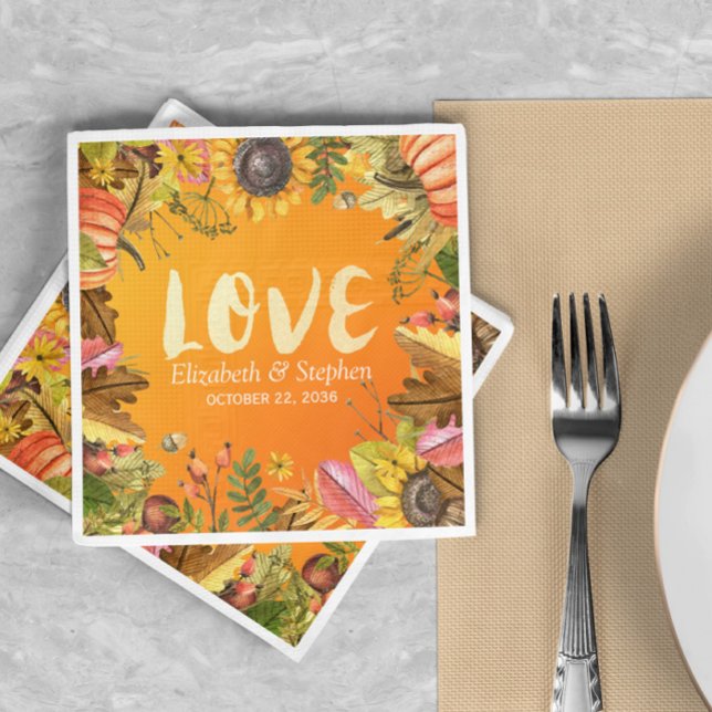 Polterabend Fall Maple Blätter Pumpkin Sonnenblume Serviette (Von Creator hochgeladen)