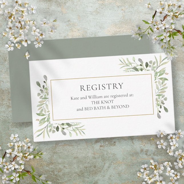Polterabend für Aquarellpflanzen Begleitkarte (Watercolor Greenery Wedding Shower Gift Registry Enclosure Card)