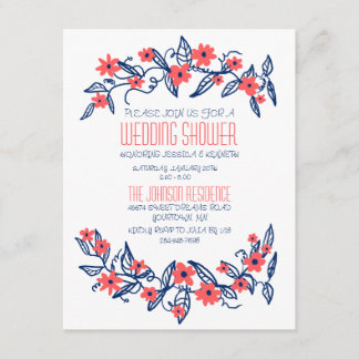 Polterabend für rosa und blaue Blumenbanner Einladung