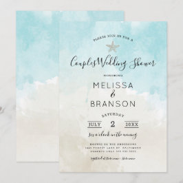 Polterabend für Wasserfarbenpaare am Strand Einladung