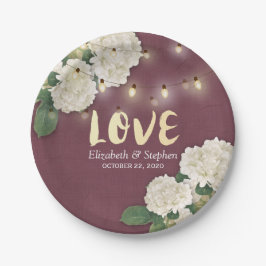 Polterabend Hydrangea String Light Burgundy Red Pappteller