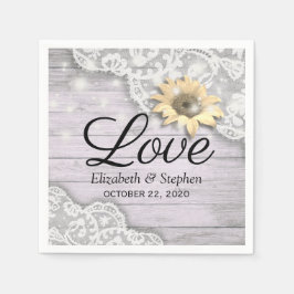 Polterabend Lace Sunflower Holzofenlampen Serviette