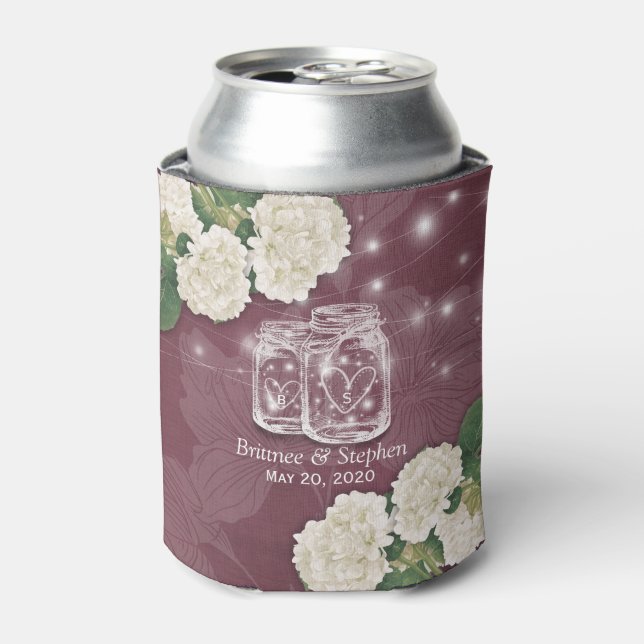 Polterabend Mason Jars Hydrangea String Lights Dosenkühler (Kanne Vorderseite)