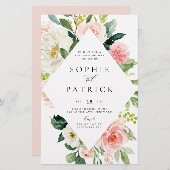 Polterabend mit weißem und blütenfarbenem Rahmen l (Vorne/Hinten)