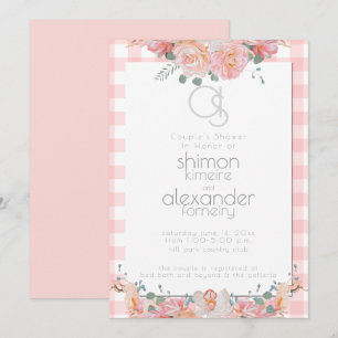 Polterabend Monogram Painted Floral Coral Einladung
