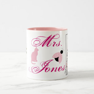 Polterabend Party Rosa Blume Mit Monogramm Name Zweifarbige Tasse