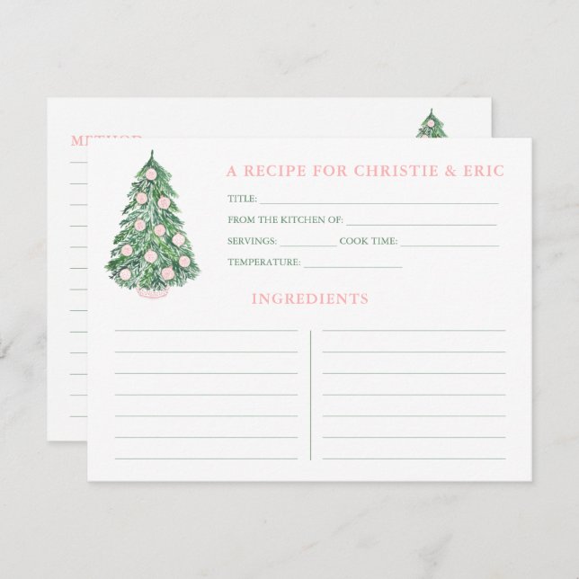 Polterabend Rosa und grüne Rezept Karte (Vorne/Hinten)