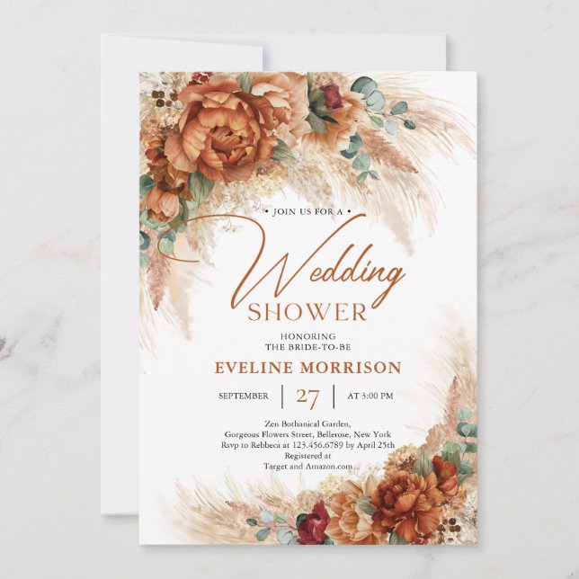 Polterabend Terracotta-Granatapfelpalme Einladung (Vorderseite)