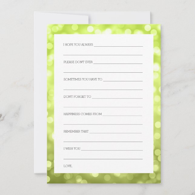 Polterabend wünscht Chartreuse Glitzer-Lichter Einladung (Vorderseite)