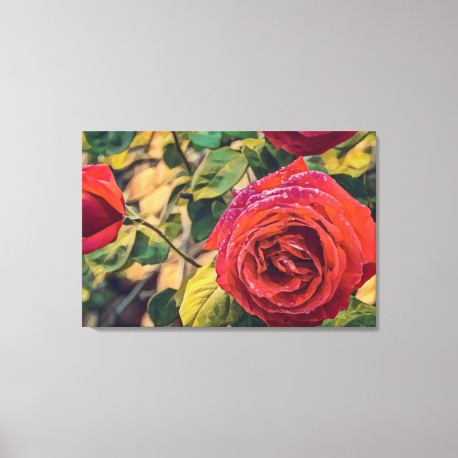 POLY ART of a Rose on Stretching Leinwand print (Vorderseite)