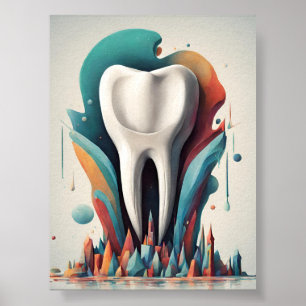 Poly chromatic Tooth Art Poster