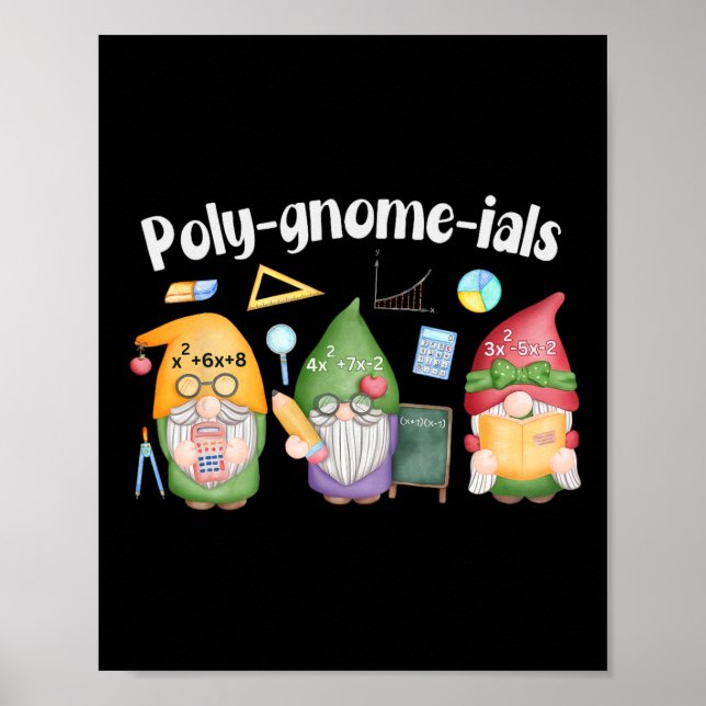 Poly-gnome-ials Gnome Mathe Algebra Lehrer Zurück  Poster (Vorne)