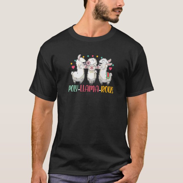 Poly Llama Rous Polyamory Pride Llama T-Shirt (Vorderseite)