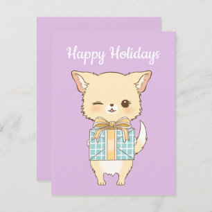 Poly-Pom Happy Holidays Winking Golden Pom Postkarte