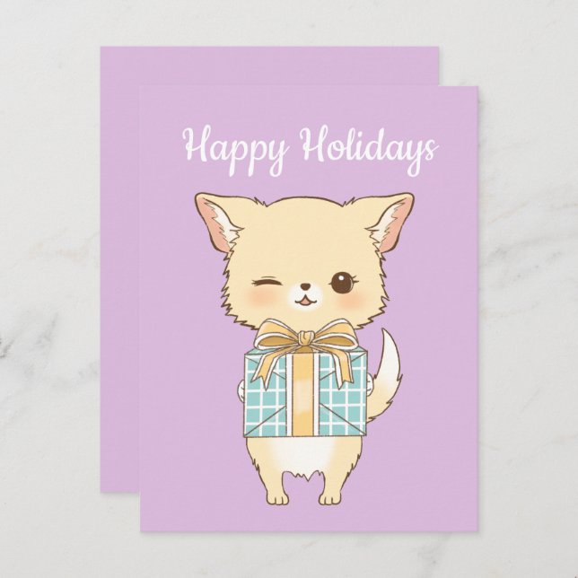 Poly-Pom Happy Holidays Winking Golden Pom Postkarte (Vorne/Hinten)