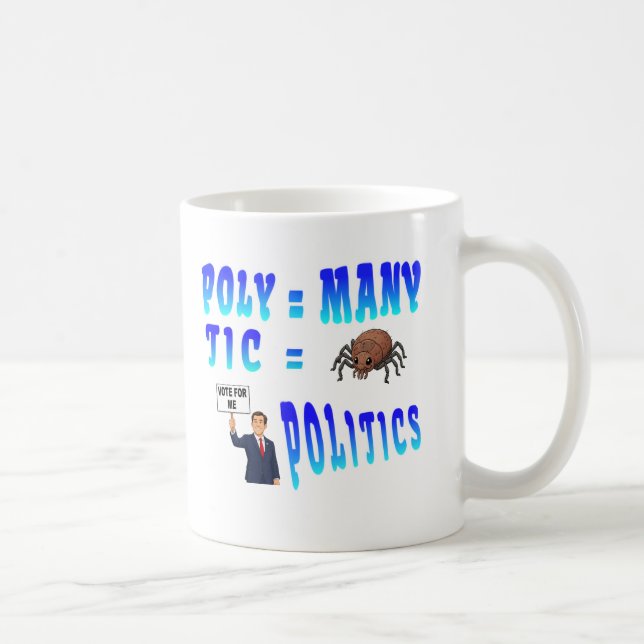 Poly = Viele, Tic = Blutsaugende Insekten Kaffeetasse (Rechts)