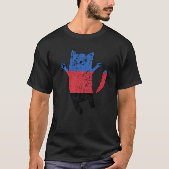 Polyamorie-Stolzflagge Glückliche Katze Polyamorös T-Shirt (Vorderseite)