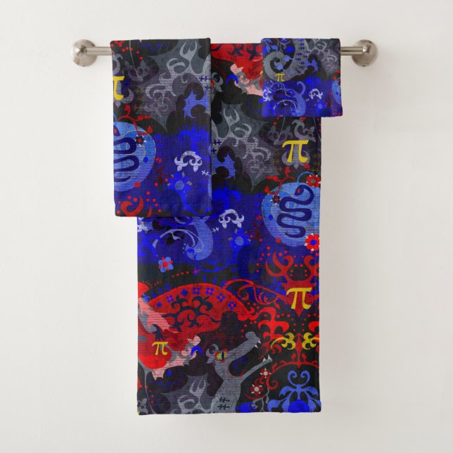 Polyamorischer Drachendamast in den Farben der Fla Badhandtuch Set (Insitu)