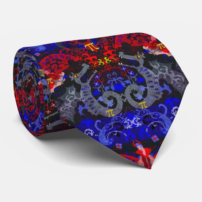 Polyamory-Drache Damast in Poly-Pride-Flag-Farben Krawatte (Gerollt)