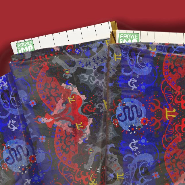 Polyamory-Drache Damast in Poly-Pride-Flag-Farben Stoff (close-up with ruler)