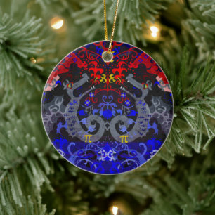 Polyamory Dragon Damask in Poly Pride Flag Colors Keramik Ornament