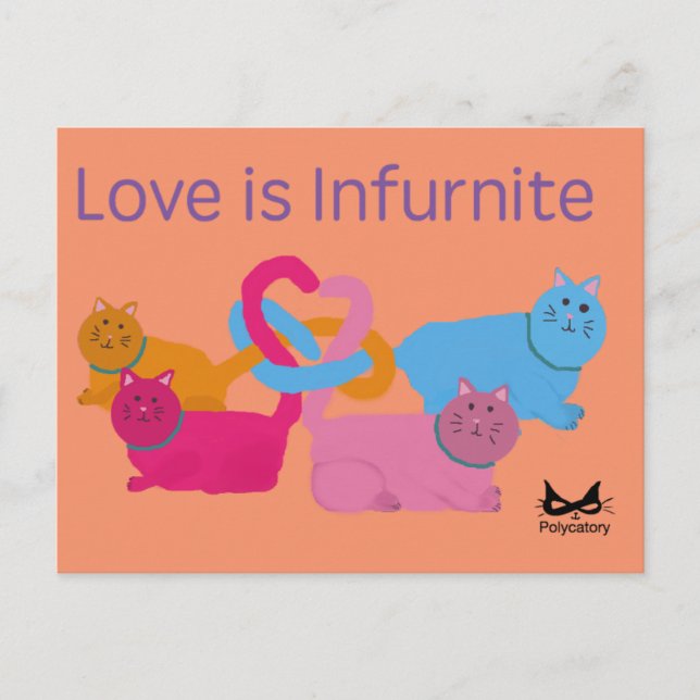 Polyamory Heart Cats Postkarte (Vorderseite)