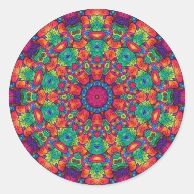 Polychrome Maze Mandala Runder Aufkleber (Vorderseite)
