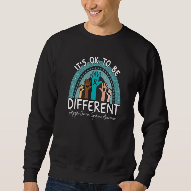 Polycystic Ovarian Syndrome Awareness Teal Rainbow Sweatshirt (Vorderseite)