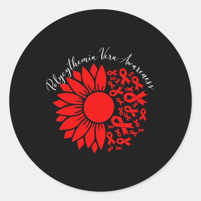 Polycythaemia Vera-Bewusstsein Rote Sonnenblume Mp Runder Aufkleber (Vorderseite)
