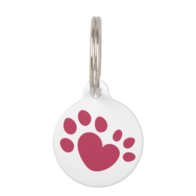 Polydactyl Cat Paw Print Heart Haustiermarke (Vorderseite)