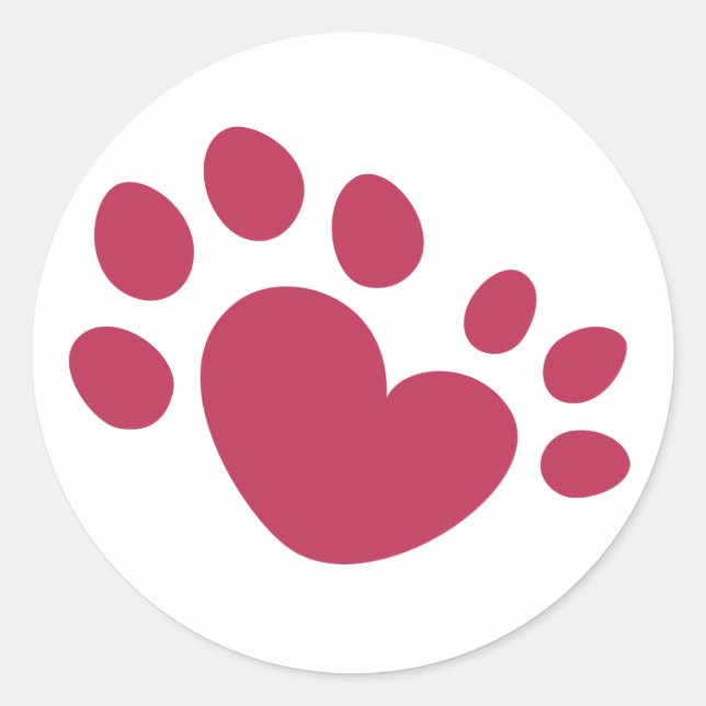 Polydactyl Cat Paw Print Heart Runder Aufkleber (Vorderseite)