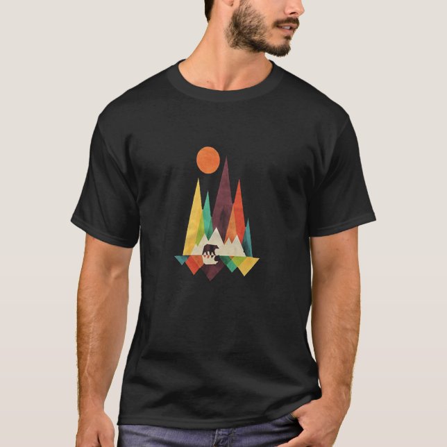 Polygebirgsbärsun-Camping, das Glamping T wandert T-Shirt (Vorderseite)