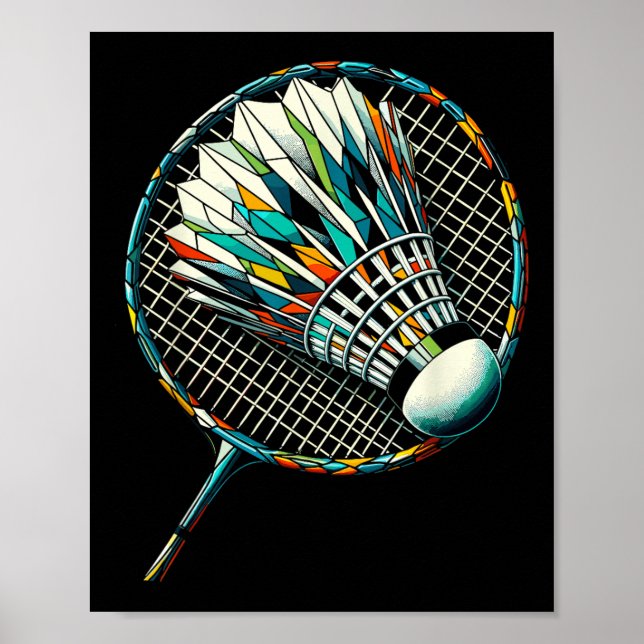 Polygon Art Badminton Player Shuttle Badmintoner  Poster (Vorne)
