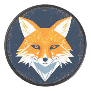 Polygon Fox Illustration mit Himmelsverzierung Eishockey Puck