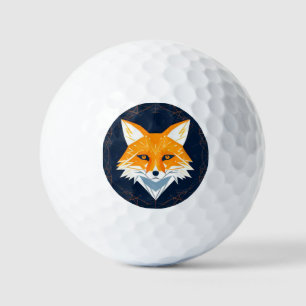 Polygon Fox Illustration mit Himmelsverzierung Golfball