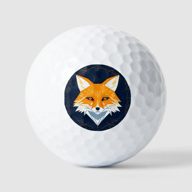 Polygon Fox Illustration mit Himmelsverzierung Golfball (Vorderseite)