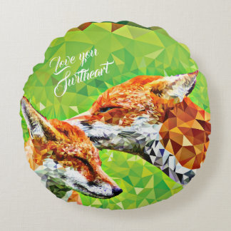 Polygon Fox Parent and Child Rounded Kissen