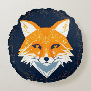 Polygon Fuchs Illustration mit himmlischem Ornamen Rundes Kissen