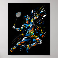 Polygon Kunst Badminton Spieler Shuttle Badmintone