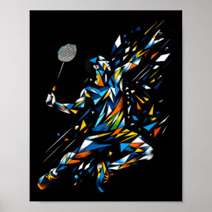 Polygon Kunst Badminton Spieler Shuttle Badmintone Poster