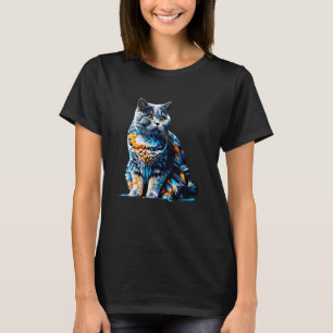 Polygon Kunst Britisch Kurzhaar Katze Britisch Bla T-Shirt