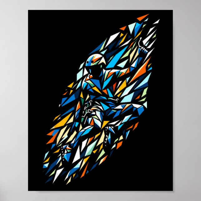 Polygon Kunst Fels Kletterer Klettern Boulder Boul Poster (Vorne)